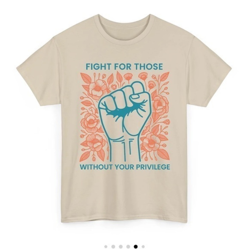 Fight For Those Without Your Privilage Tan Gildan Heavy Blend Cream Sweatshirt